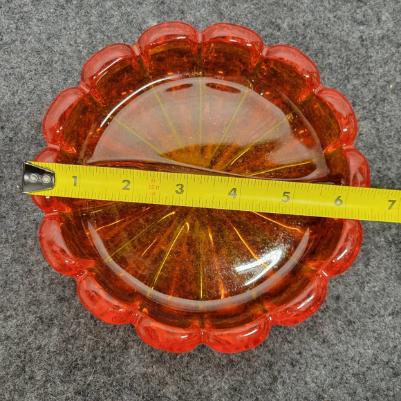 Viking Orange Starburst Glass Ashtray 6.5" Round Dish Trinket Mid Century Art - Picture 15 of 15